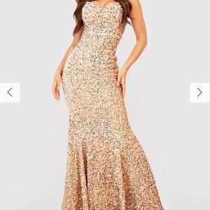 Gold sequin prom dress